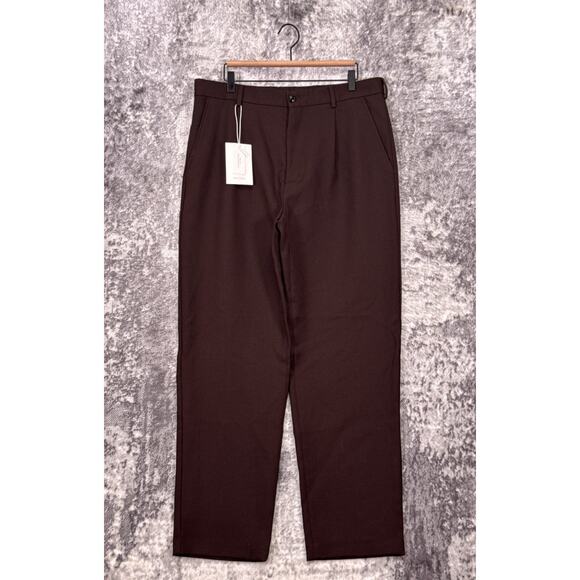 Zara Other - New Zara Pants 34 x 32 Mens Orgins Brown Wool Pleated Relaxed Trouser